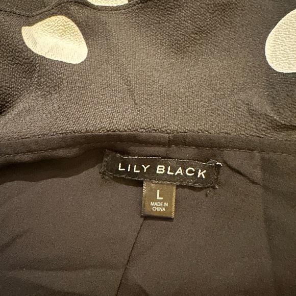 Lily Black Polka Dot Wrap Dress L FREE SHIP - Picture 5 of 6